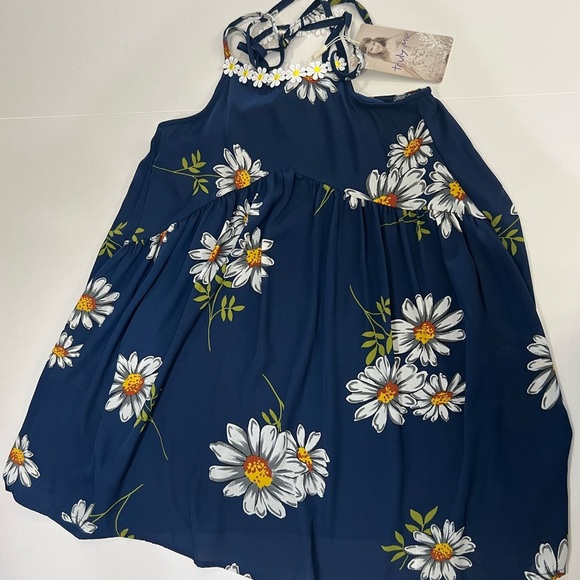 Truly Me Blue and White Sleeveless Halter Sundress - Picture 5 of 8